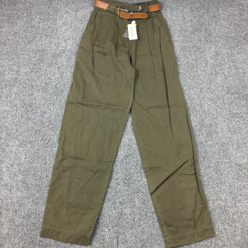 VTG Rafaella High Waisted Pleated Trousers Olive Green Womens Size 4 24x30 NEW